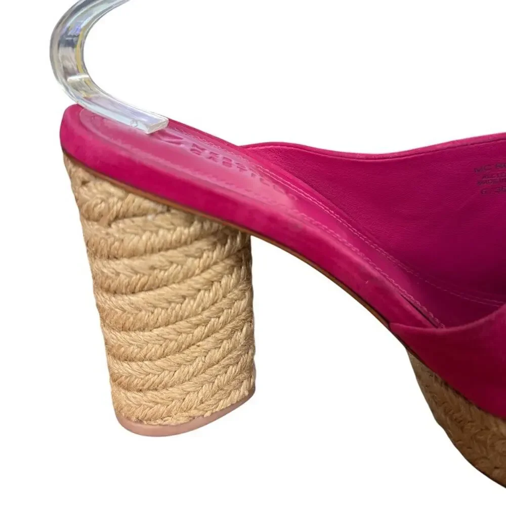 Mercedes Castillo Rocio All Leather Espadrille High Heel Sandals Pink Shoes sz 6